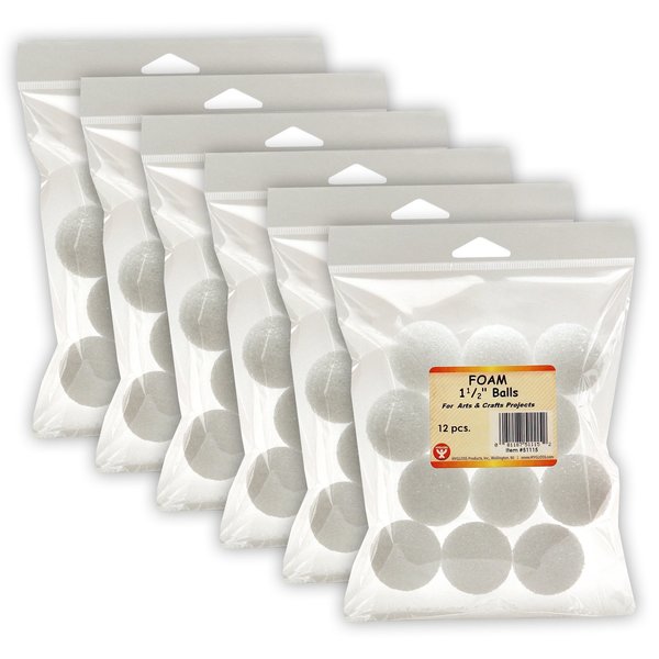 Hygloss Products Craft Foam Balls, 1.5 Inch, White, 72PK 51115